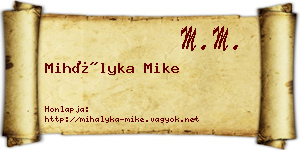 Mihályka Mike névjegykártya